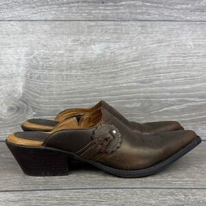 Ariat Carson Western Women’s Sz 6.5B Metallic Brown Leather Slip On Mules 97702